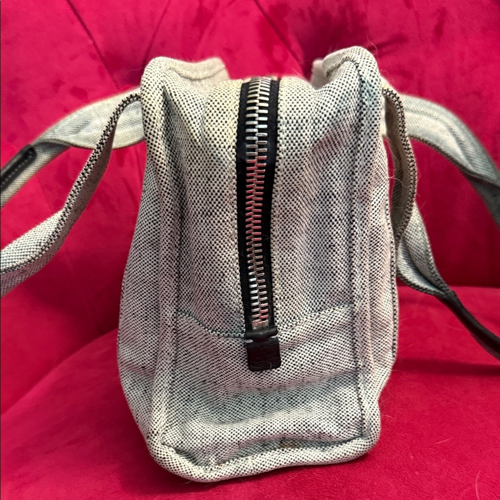 Prada Grey Mini Canvas Tote with Black Trim - Picture 5 of 13